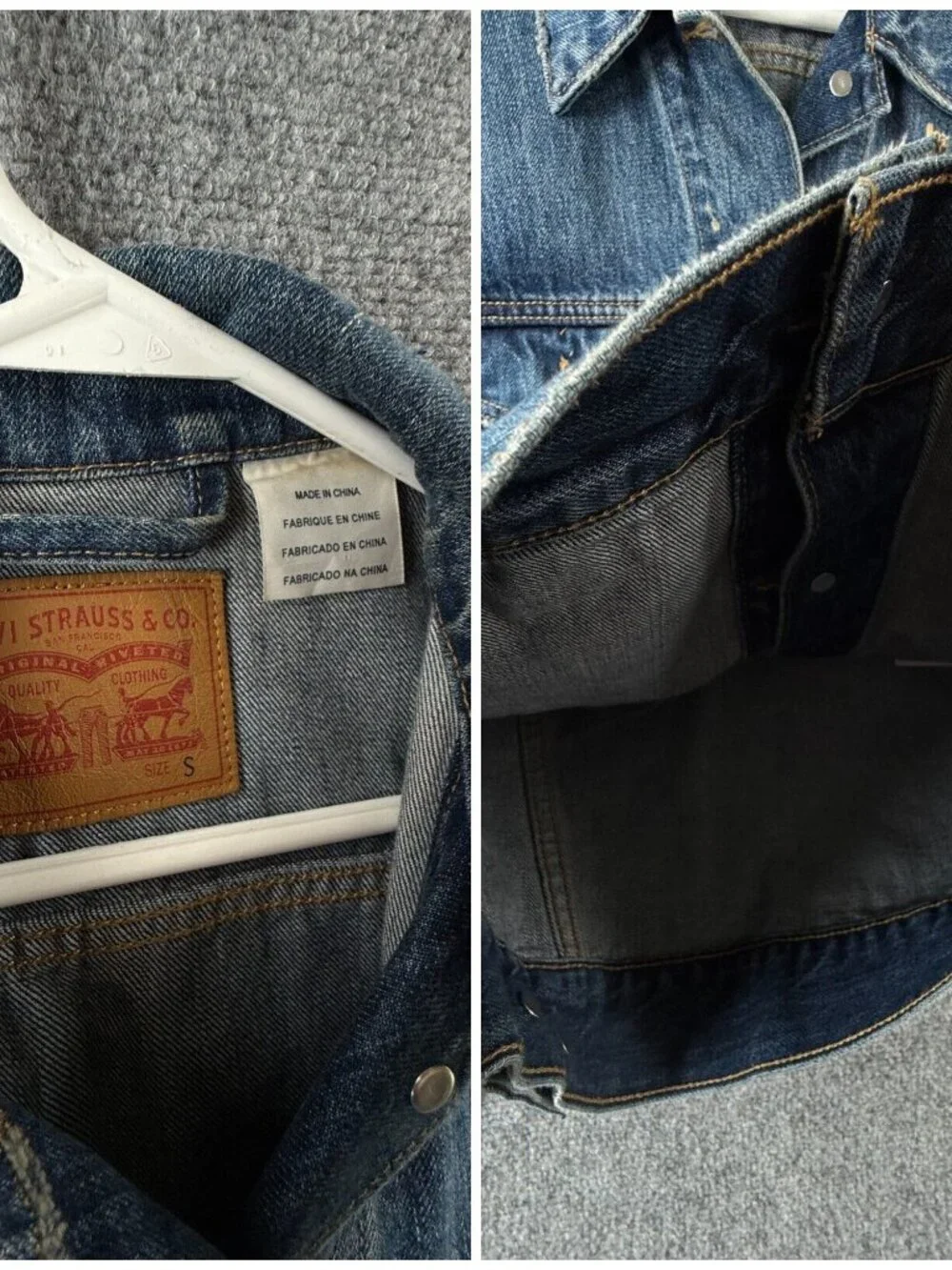Levi’s Denim Trucker Jacket Blue Button Up Small Adult Biker Red Tab Cotton